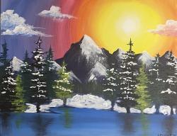 The image for Bob Ross's Rainbow Mountains New Year's Eve Party - FREE CHAMPAGNE